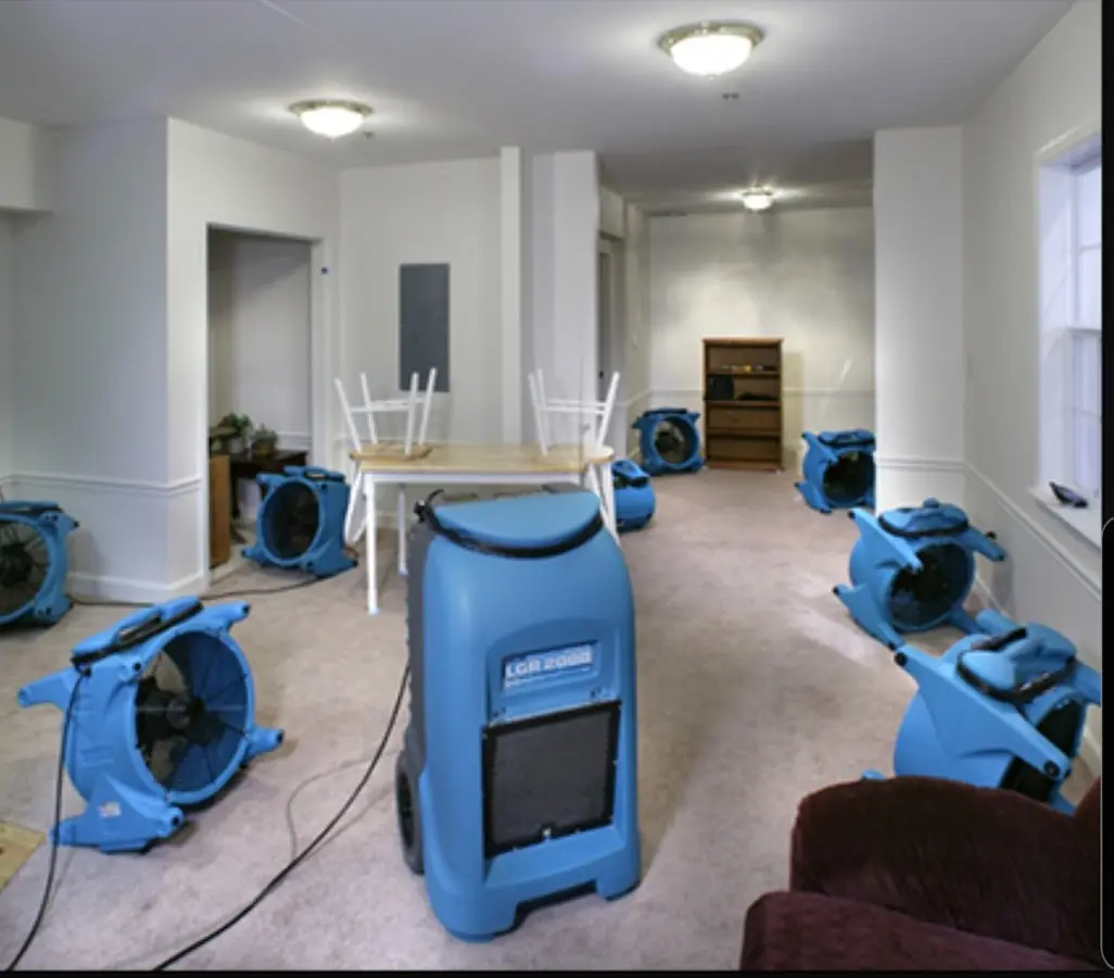 Air movers and dehumidifier setup for Water Extraction & Removal in Maxatawny
