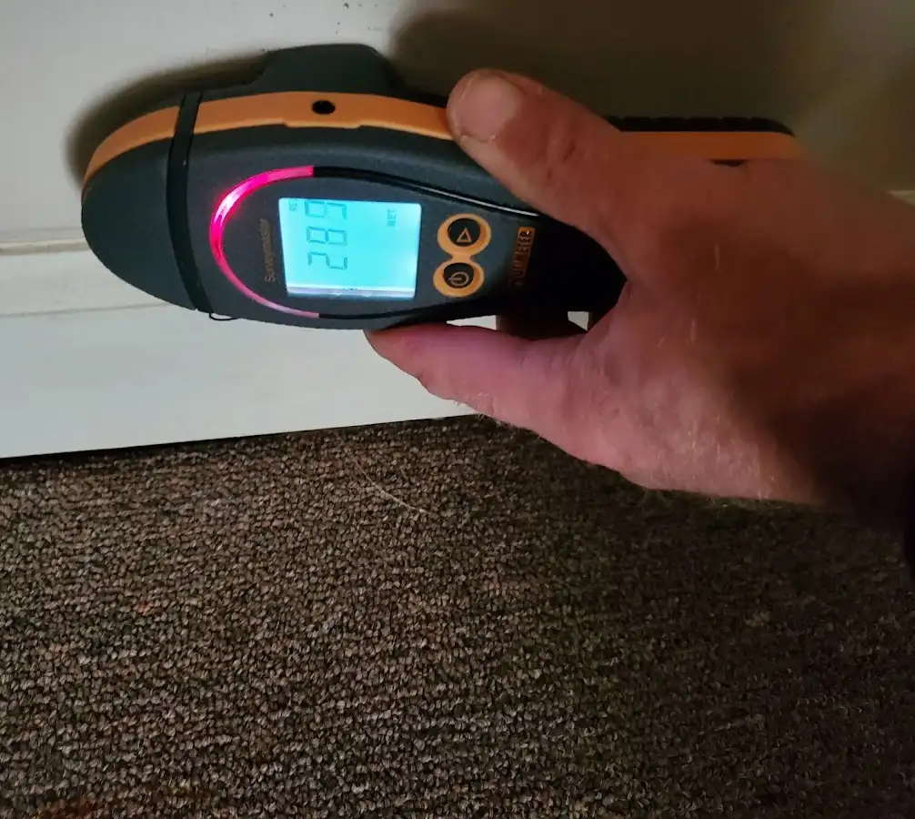 Moisture detection at baseboard during Burst Pipe Cleanup in Maxatawny